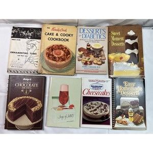 Lot Of 8 Vintage‎ Desserts Cookbooks Cake Pie Salad Pudding Treats